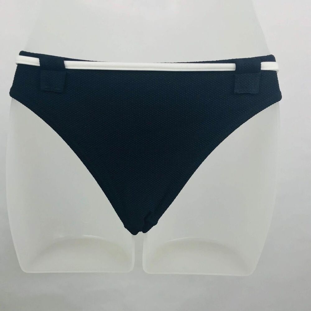 Agua Doce Bikini Brazilian 2-pc Women L Black White Tie Front Buttons - Picture 4 of 8